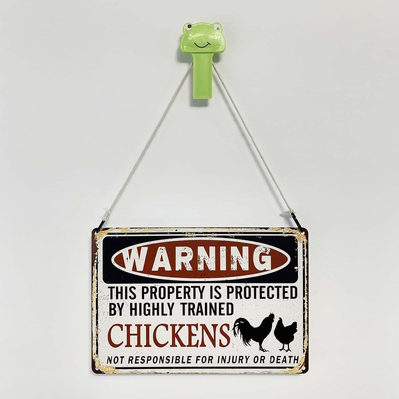 Bestylez Funny Chicken Coop Sign - "Warning: Property Protected by Chickens" Decorative Metal Sign for Farm, Home, or Garden 12" * 8" (219) - Image 5
